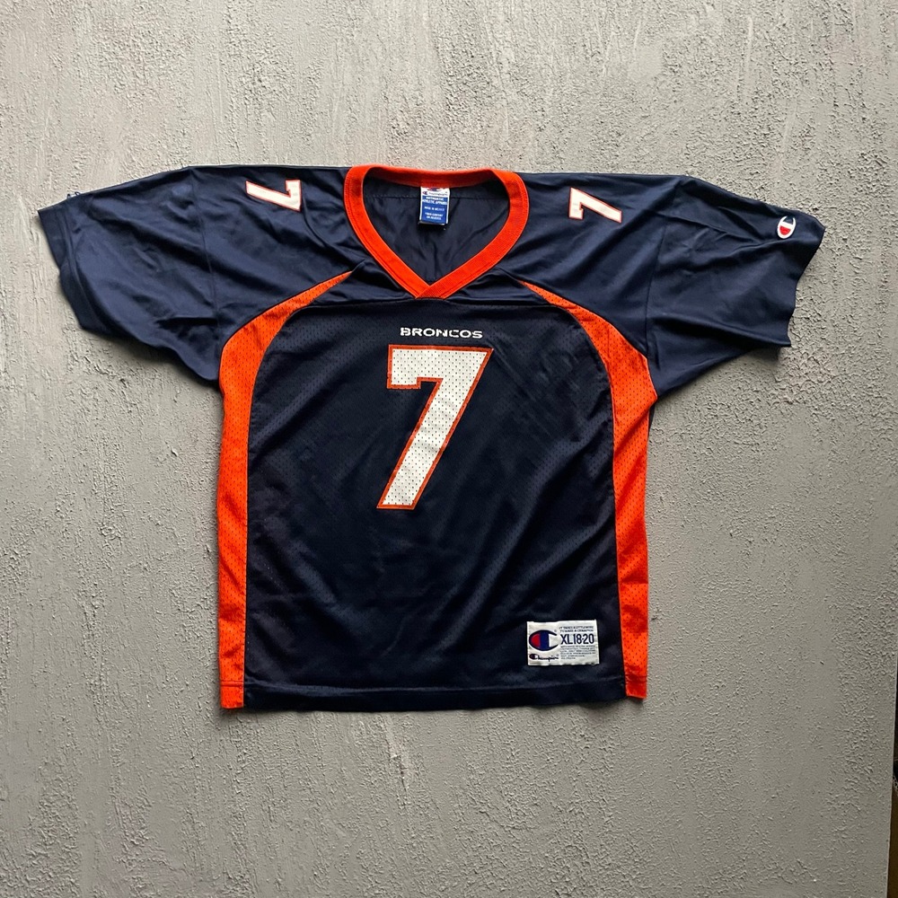 Vintage John Elway Denver Broncos Football Jersey Boys XL Blue 90s Champion